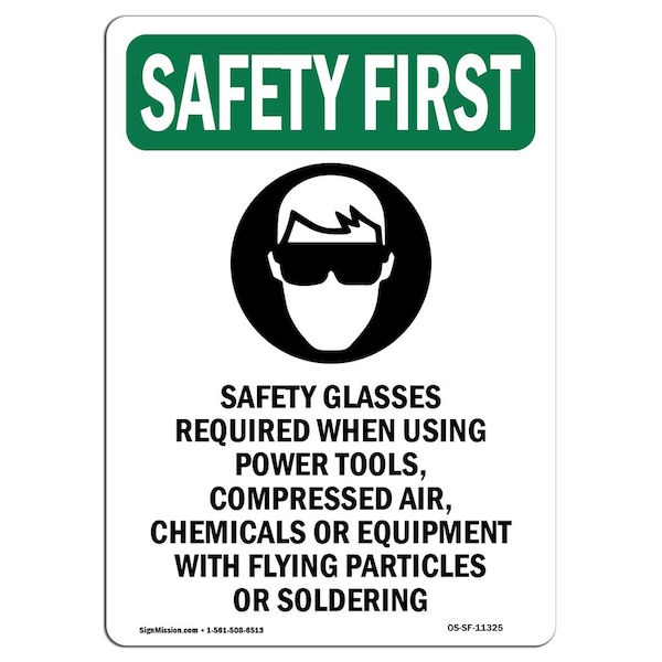 OSHA, Glasses Required, 5in X 3.5in, 10PK, 3.5" W, 5" H, Portrait, PK10, OS-SF-D-35-V-11325-10PK